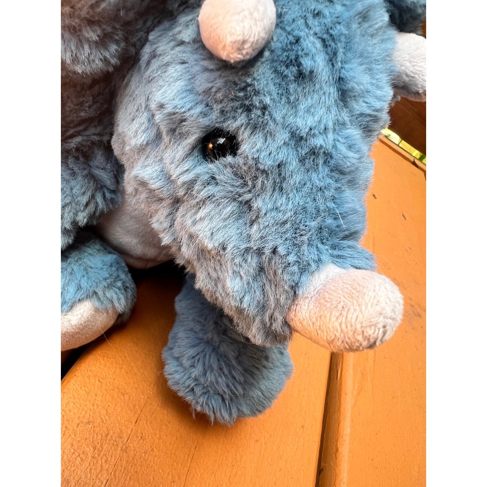 Steiff Blue Triceratops Dinosaur Plush Toy Knopf Im Ohr Handmade 087806 - Picture 5 of 9